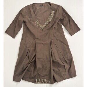 Pauw Amsterdam Brown/Olive Women's Embellished Tunic Shirt Dress Size 1 (Small)